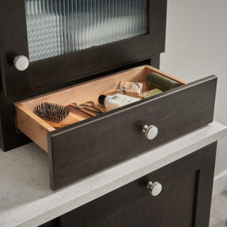 Subtle Mid-Century Modern Bathroom Inspiration - Bathroom ToiletryDrawers - Hidden Bathroom Toiletries