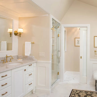 Traditional & Luxurious Custom Bathroom - Custom Traditional White & Gold Bathroom - Sarasota, FL