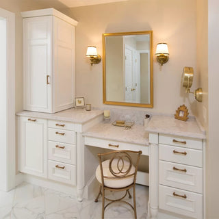 Traditional & Luxurious Custom Bathroom - Custom Makeup Vanity Space - Custom Cabinets - Sarasota, FL