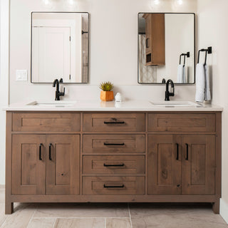 Cabinets: Aged Dusty Road on Rustic Alder  Hartford Door Vanity: Aged Dusty Road on Rustic Alder using Hartford Door