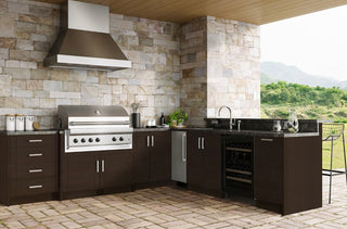 weatherstrong dark wood outdoor kitchen