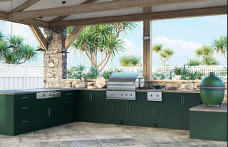 weatherstrong dark green outdoor kitchen