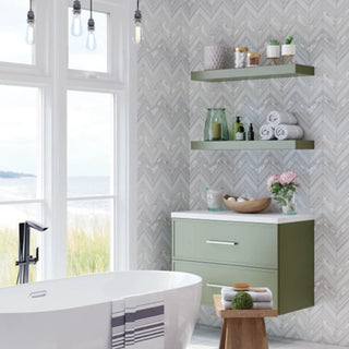 Moss Green Bathroom Cabinets - Beach Bathroom Inspiration - Sarasota, Florida